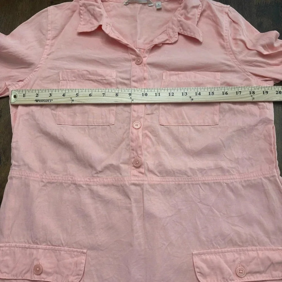 Soft Surroundings linen/lyocell shirt dress. Pink/peach, size small. - Picture 7 of 7